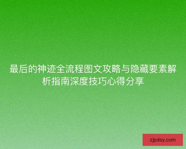 最后的神迹全流程图文攻略与隐藏要素解析指南深度技巧心得分享