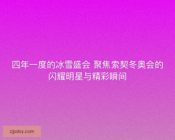四年一度的冰雪盛会 聚焦索契冬奥会的闪耀明星与精彩瞬间