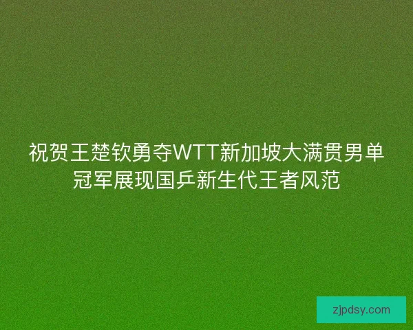 祝贺王楚钦勇夺WTT新加坡大满贯男单冠军展现国乒新生代王者风范