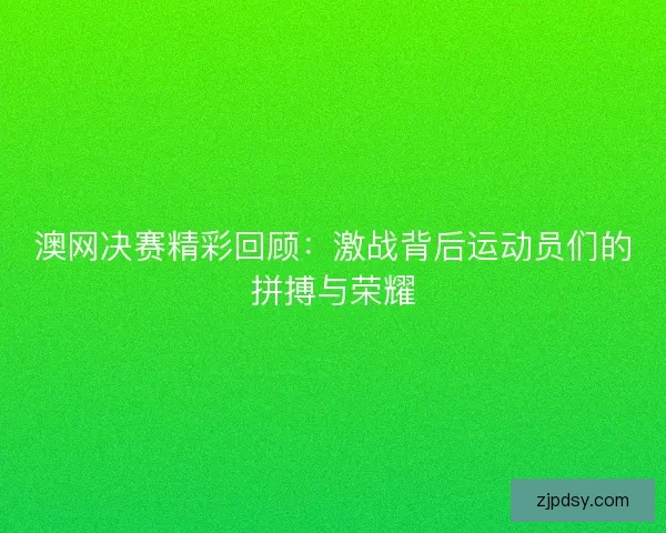 澳网决赛精彩回顾：激战背后运动员们的拼搏与荣耀